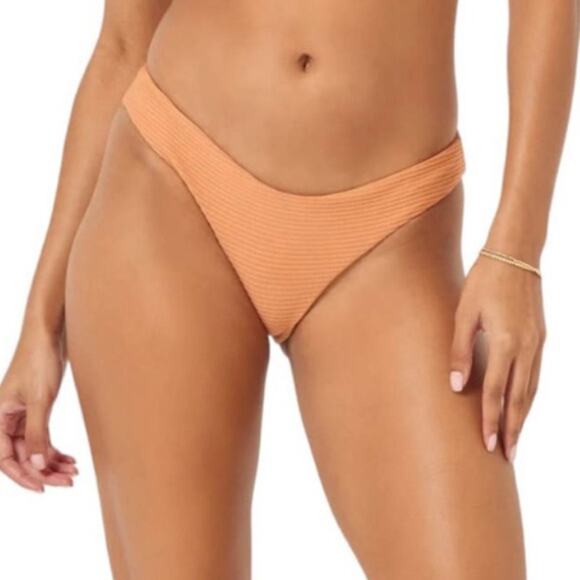 NWT l*space Sandy Bikini Bottom in Sienna sz M Ribbed Eco Chic Repreve Boho - Picture 1 of 9